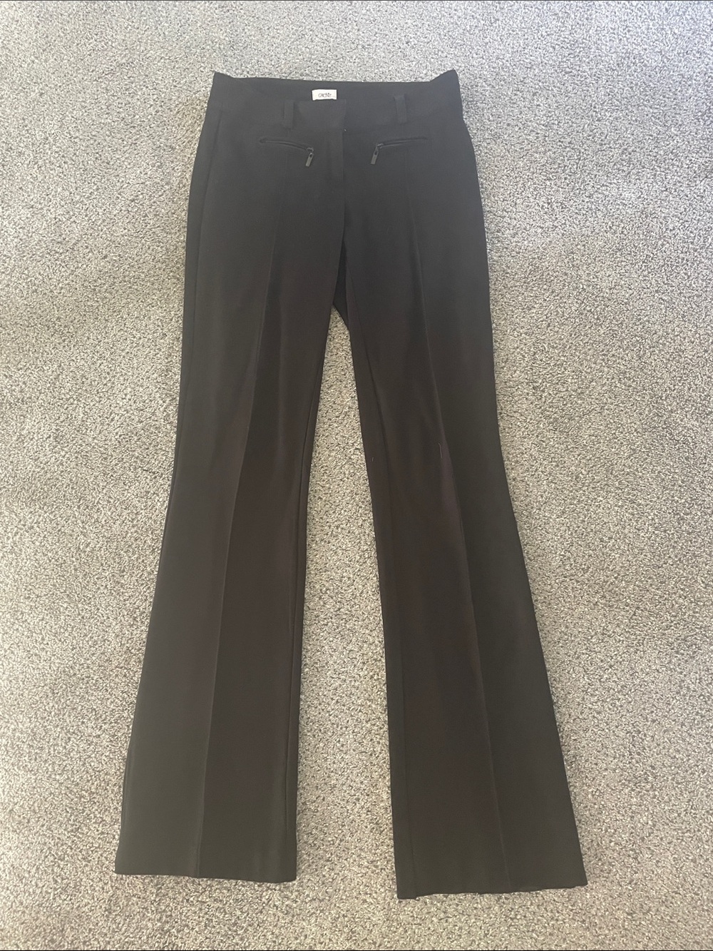 Cache Black Straight Leg Pants size 4 zipper pockets stretch material 30 inseam